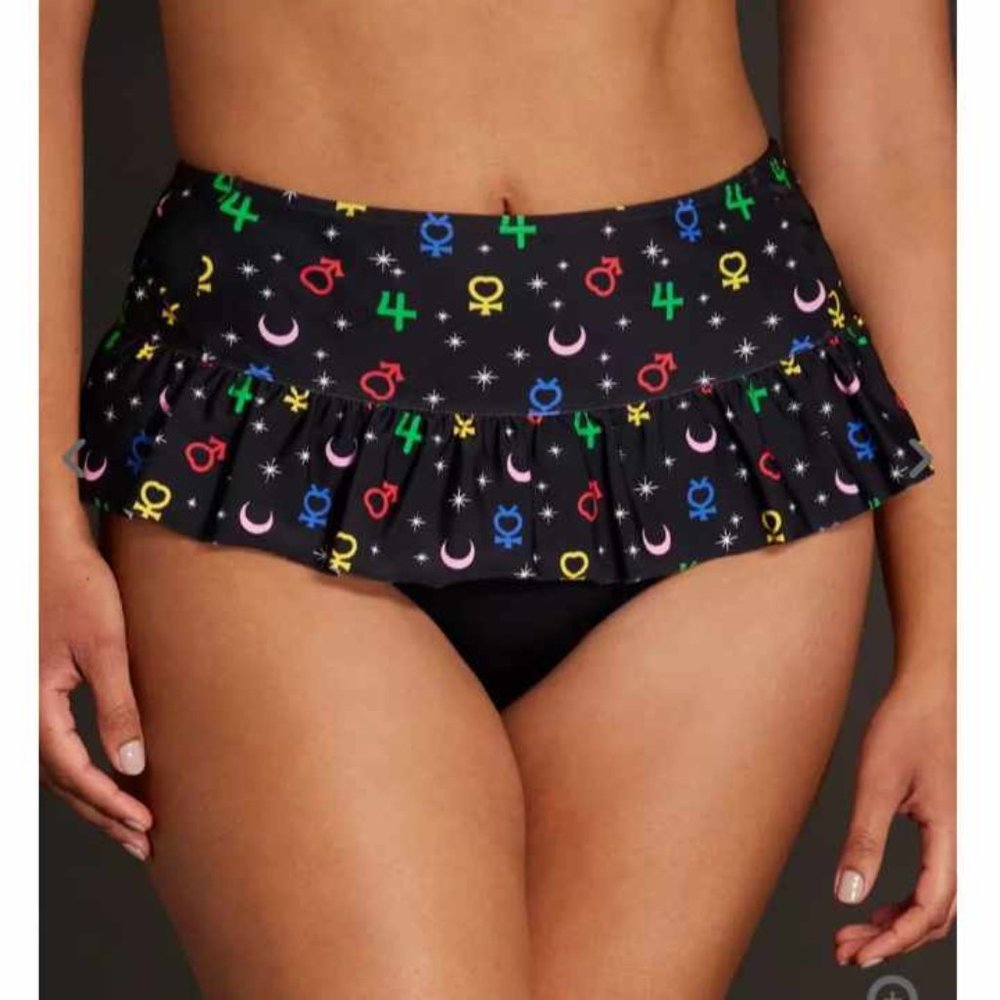 Black Skirted Sailor Symbols Moon Swim Suit Bottom XL